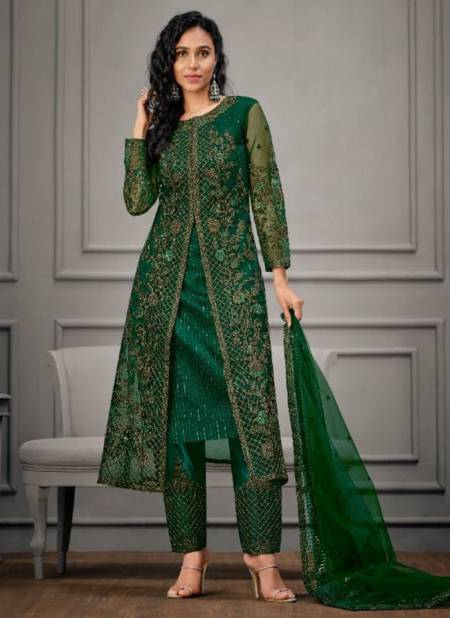 Green Colour VIPUL GLITZ 3 Heavy Net Festive Wear Designer Salwar Suit Collection 4923